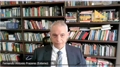 desembargador Fernando Antonio Prazeres Audiodescrição: Imagem do desembargador Fernando Antonio Prazeres durante webinário